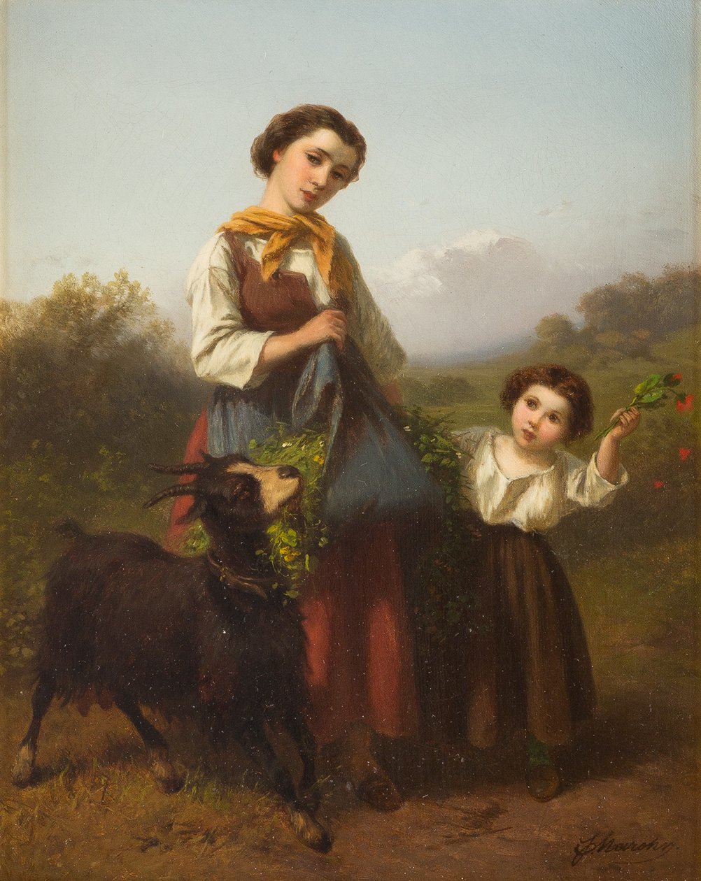 Ferdinand Marohn Ung hyrdinde med barn af Ferdinand Marohn
