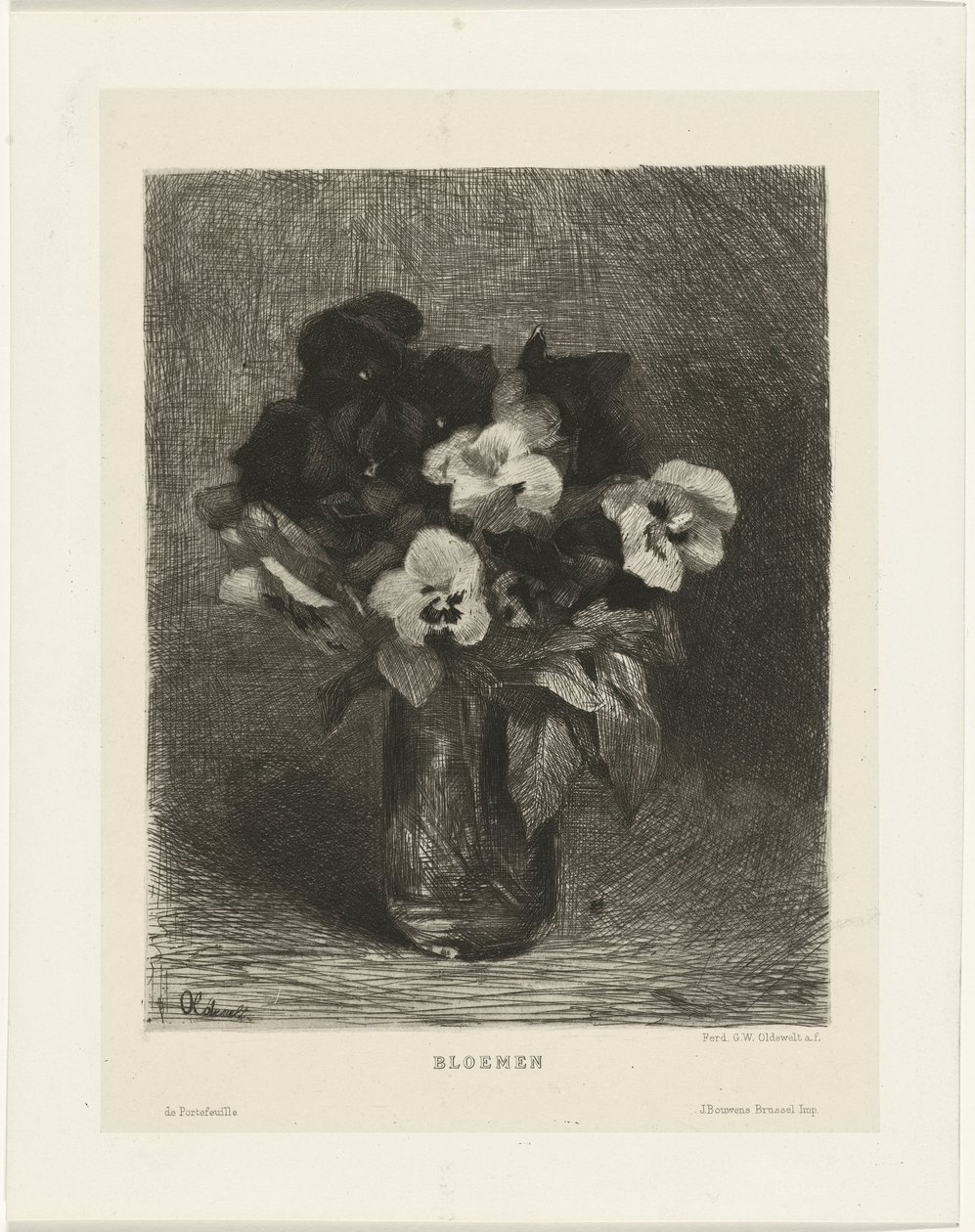 Violer i en vase Blomster (titel på objekt) af Ferdinand Oldewelt