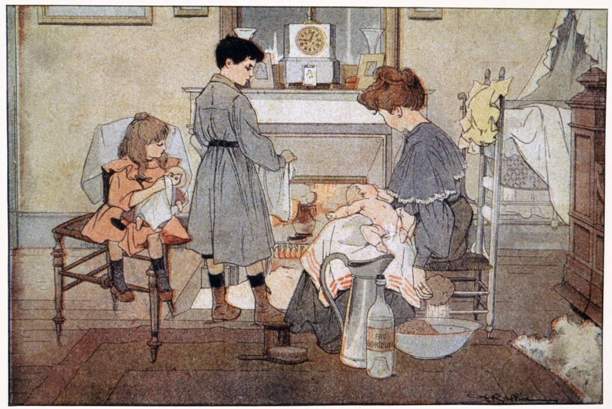Babyens bad, ca. 1930 (tryk) af Ferdinand Raffin