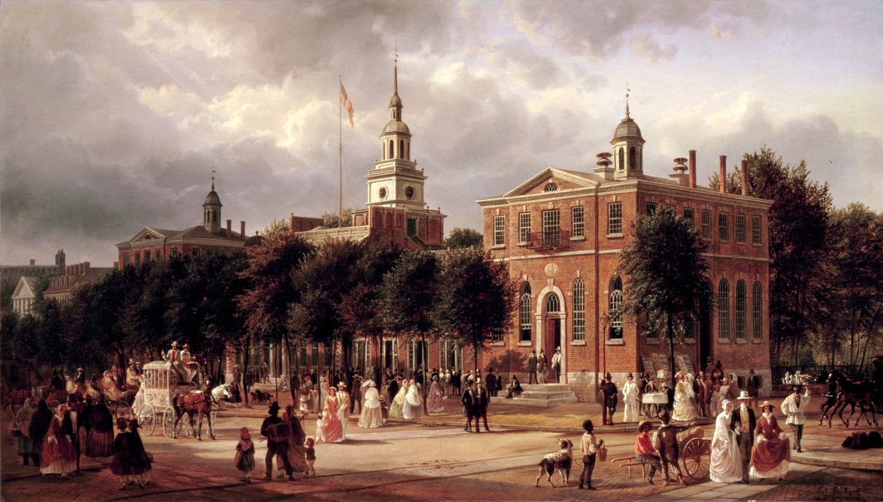 Independence Hall i Philadelphia af Ferdinand Richardt