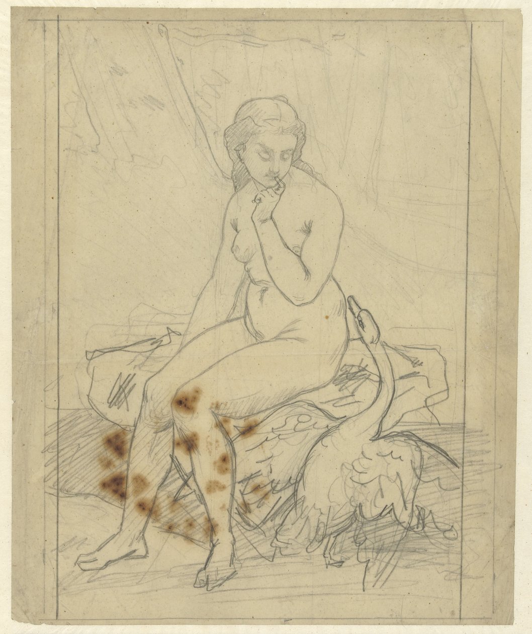 Siddende Leda med svanen af Ferdinand Roybet