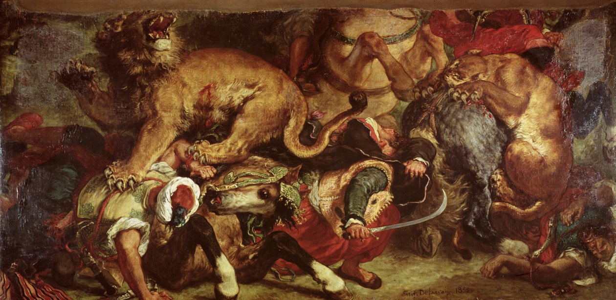 Løvejagten, 1855 af Ferdinand Victor Eugene Delacroix