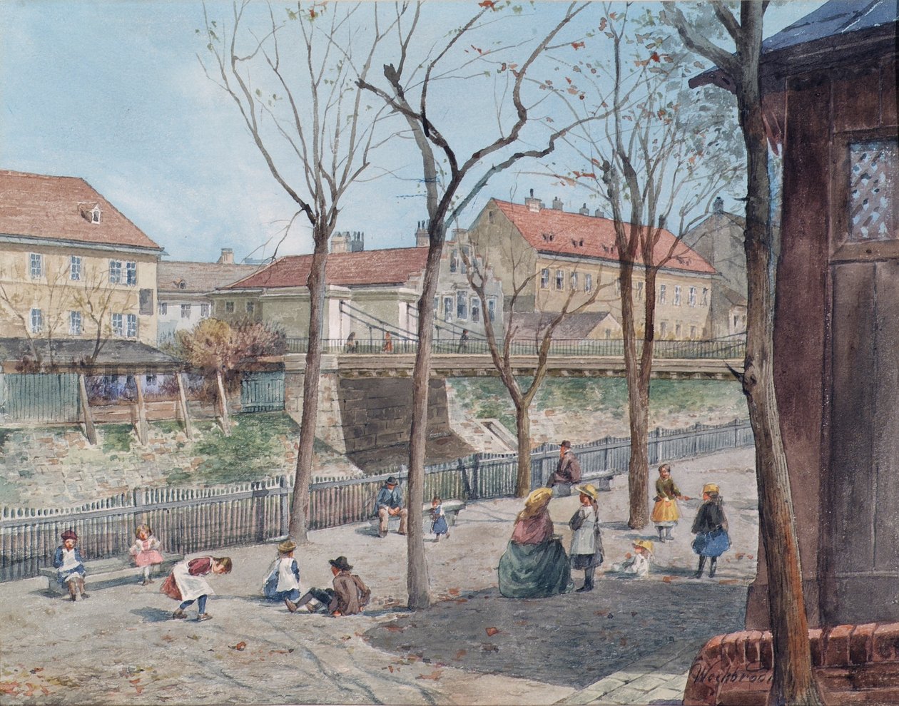 Kædebroen over Wien-floden af Ferdinand Weckbrodt