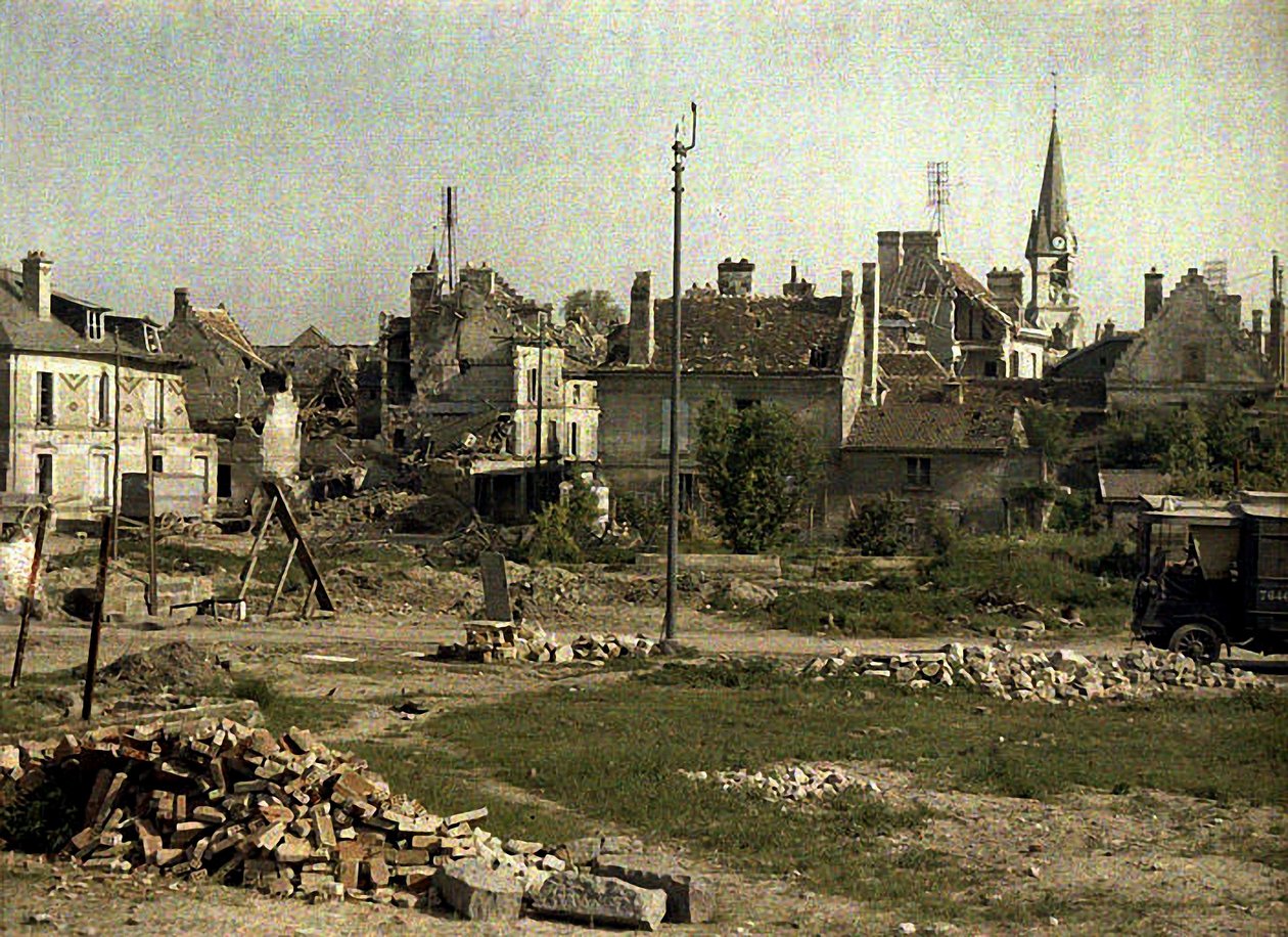 Panorama over Saint-Waast, Soissons, Aisne, Frankrig, 1917 (autokrom) af Fernand Cuville