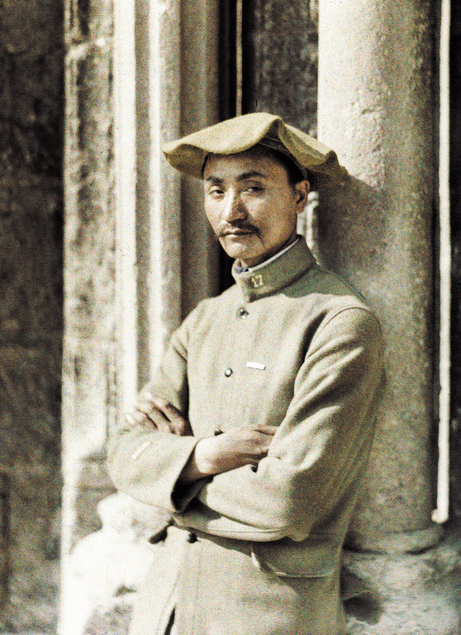 Arbejder fra Indokina på Vestfronten, Soissons, Aisne, Frankrig, 1917 (autokromt) af Fernand Cuville
