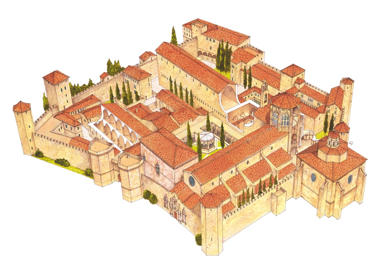 Poblet Kloster. Catalonien, Spanien af Fernando Aznar Cenamor