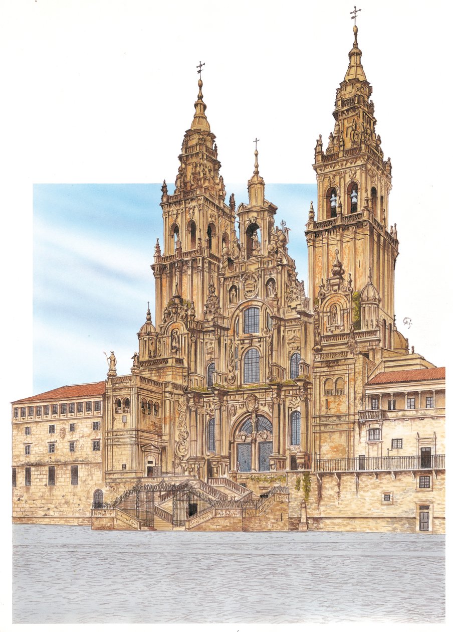 Santiago de Compostela. Vestlig facade. Spanien af Fernando Aznar Cenamor