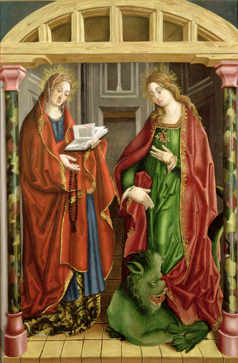 To kvindelige helgener, muligvis St. Mary Magdalene og St. Martha (panel) af Fernando Gallego
