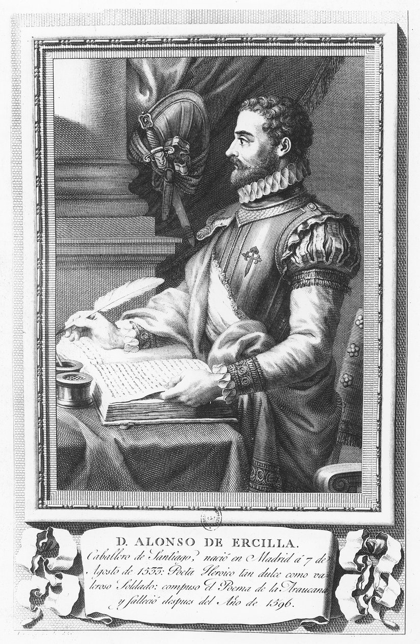 Portræt af Alonso de Ercilla y Zúñiga af Fernando Selma
