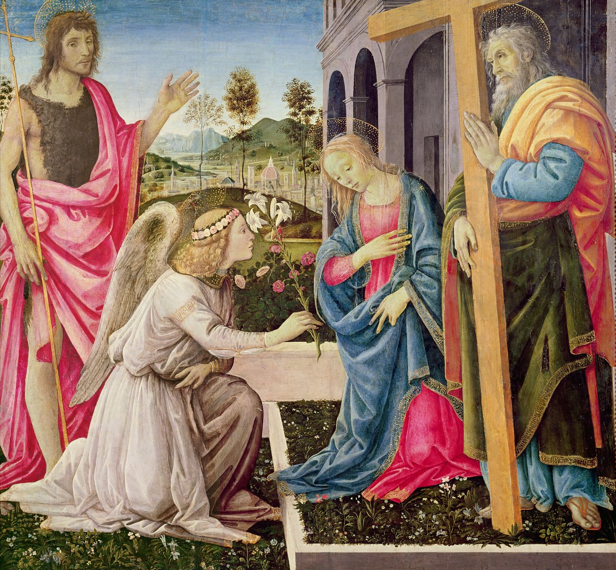 Bebudelse med St. Joseph og St. Johannes Døberen, ca. 1485 (tempera på panel) af Filippino Lippi