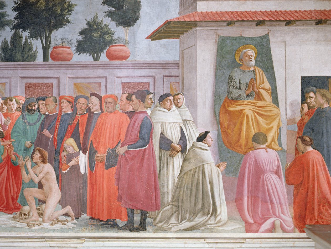 Opdragelse af Theophilus søn og Sankt Peter på tronen af Filippino Lippi
