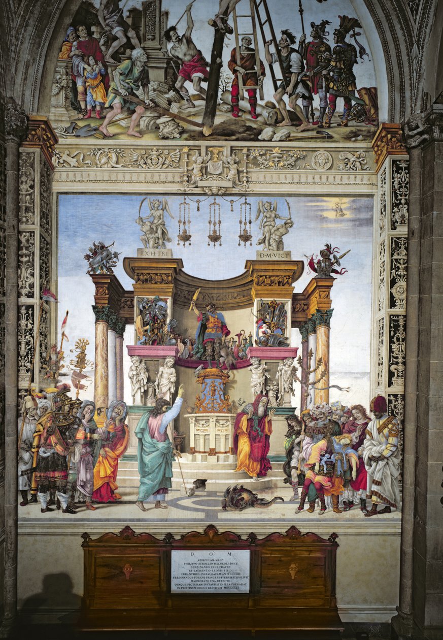 Skt. Philip uddriver dæmonen fra Mars-templet, sydmuren af Strozzi-kapellet, ca. 1497-1502 af Filippino Lippi