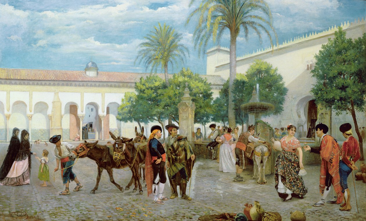 Markedsdag i Spanien, 1877 af Filippo Baratti