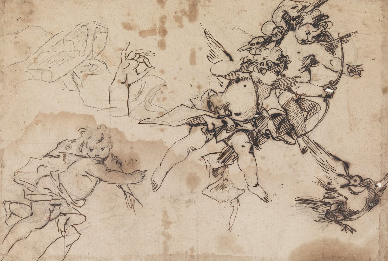 Tre putti af Filippo Falciatore