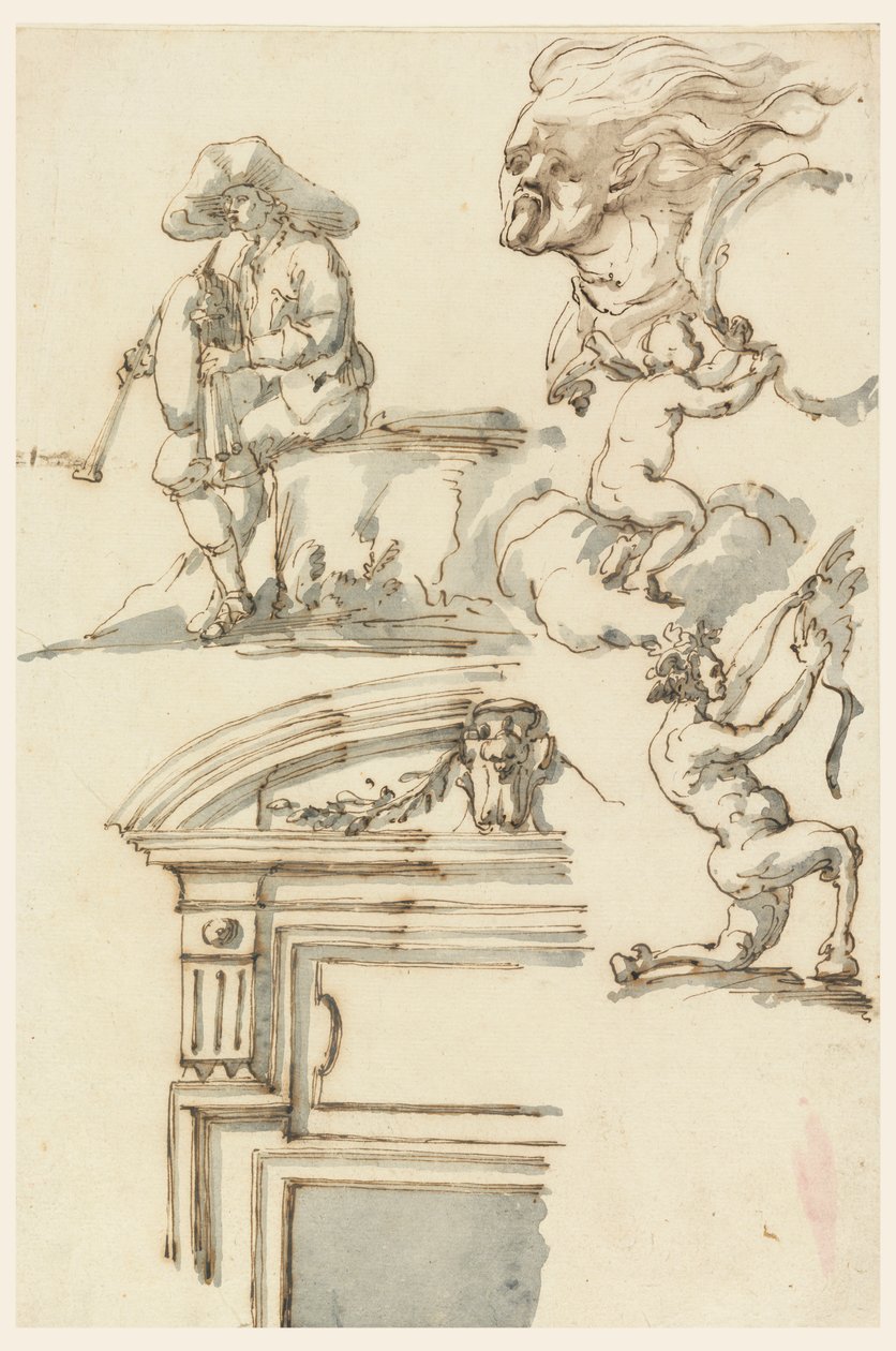 Dørkarm og figurstudier af Filippo Marchionni