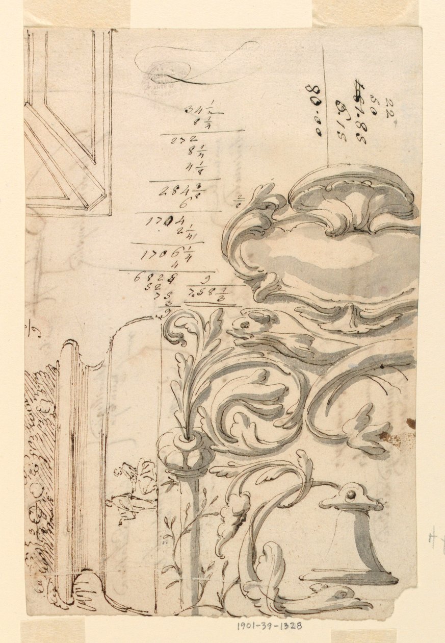 Tegning, skitser, ca. 1750 af Filippo Marchionni