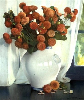 Røde Dahliaer af Firmin Baes