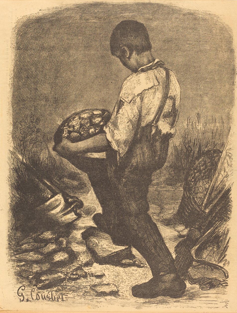 Stenbryderen af Firmin Gillot after Gustave Courbet