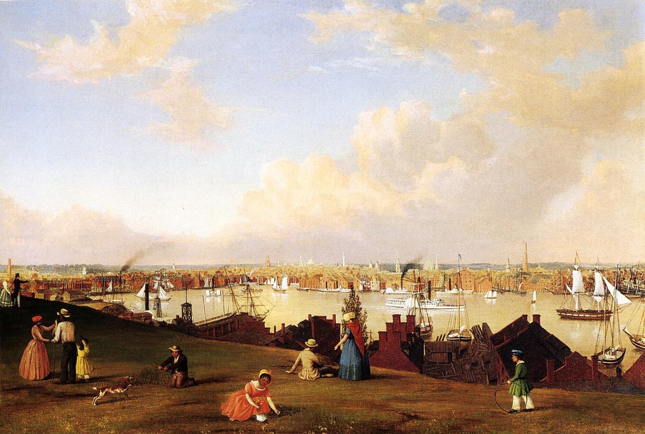 Udsigt over Baltimore, ca. 1850 af Fitz Henry Lane