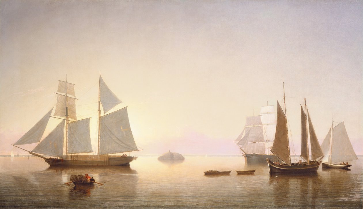 Becalmed off Halfway Rock, 1860. af Fitz Hugh Lane