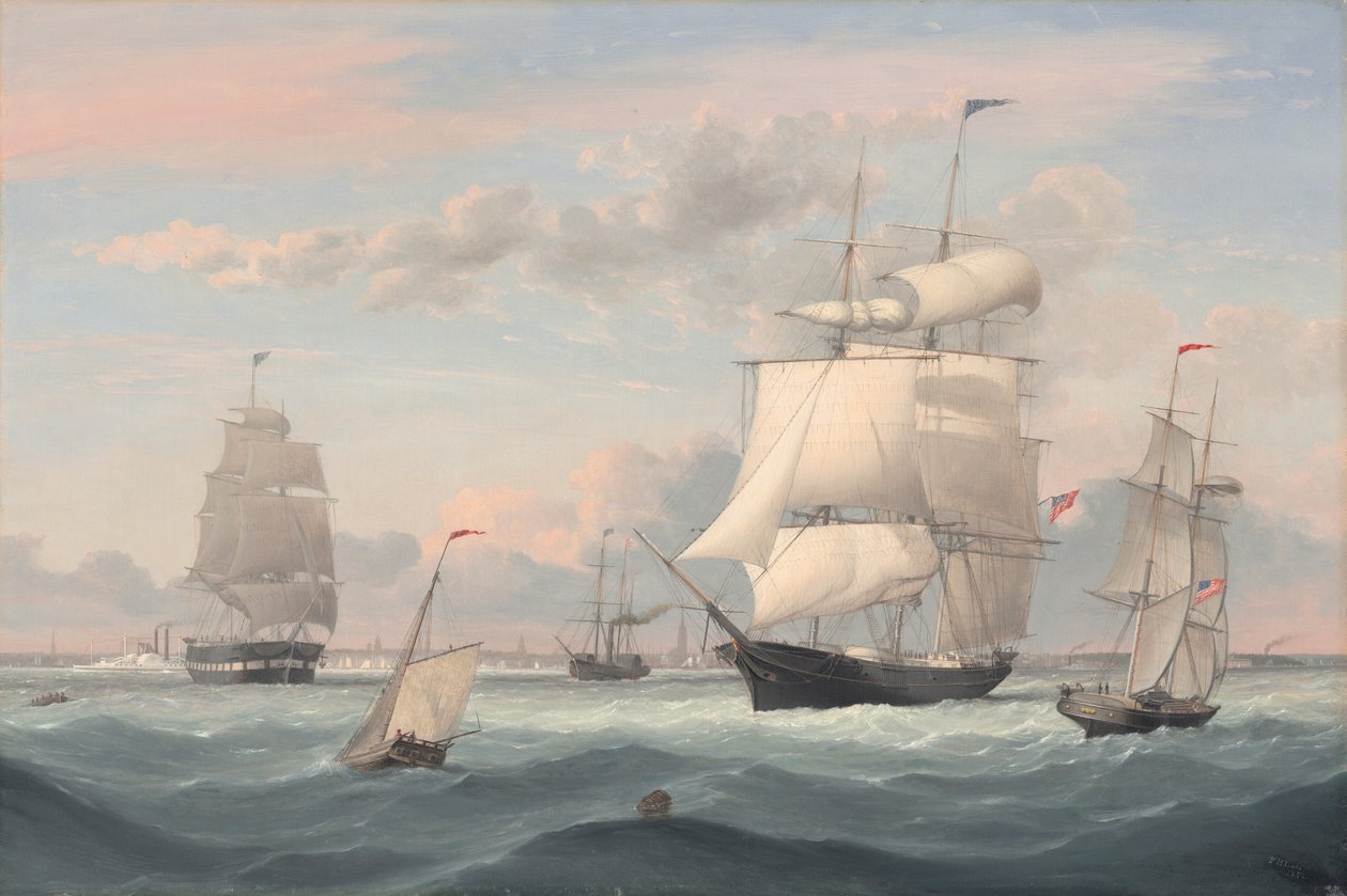 New York Harbor, 1852. af Fitz Hugh Lane