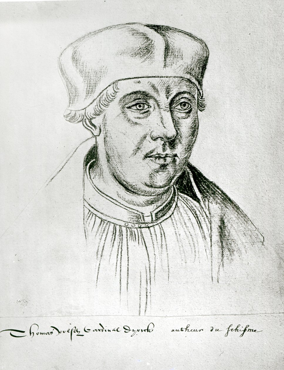Ms 266 f.257 Portræt af Thomas Wolsey, kardinal af York, fra Recueil d