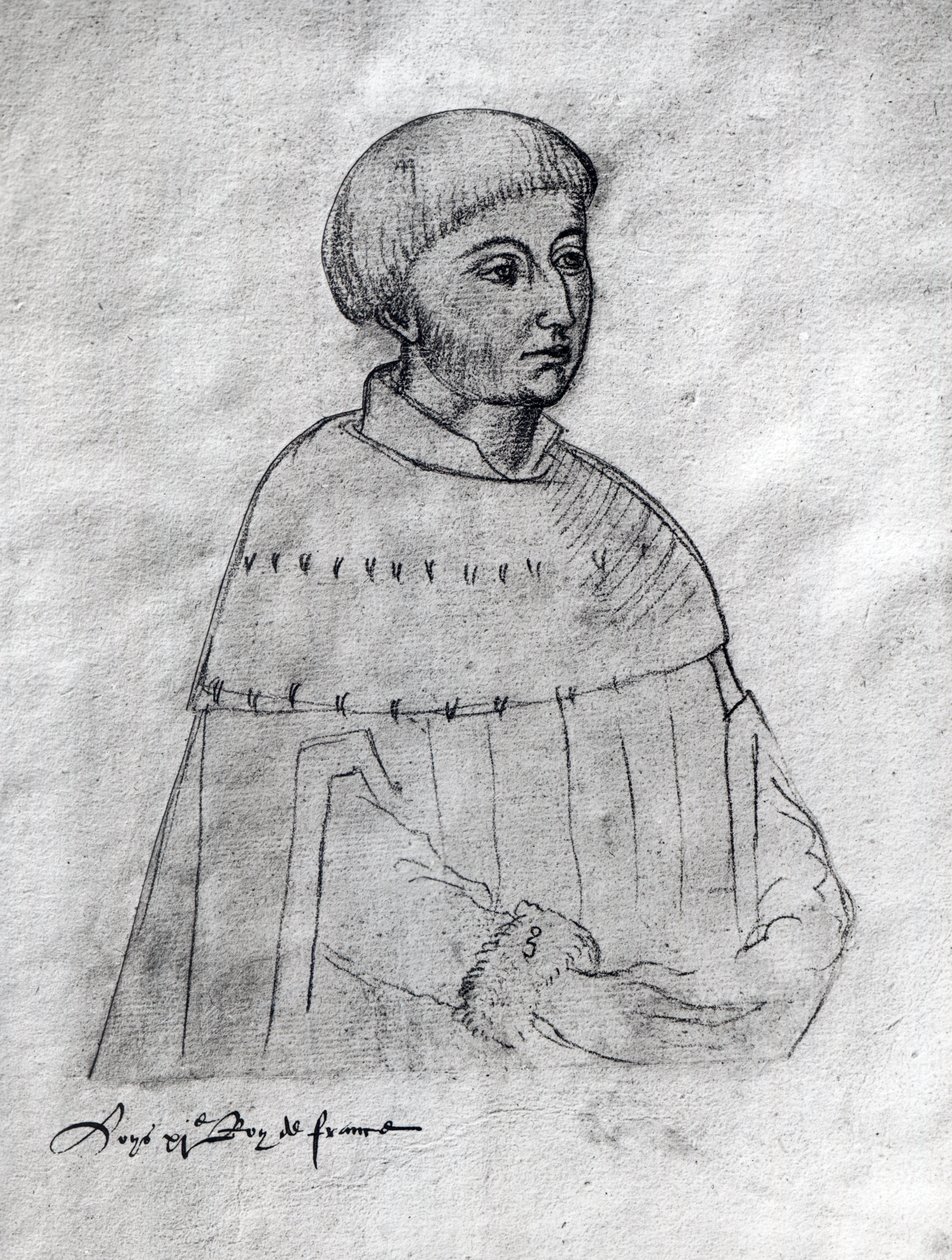 Ms 266 f.3 Portræt af Louis XI (1423-83) fra 