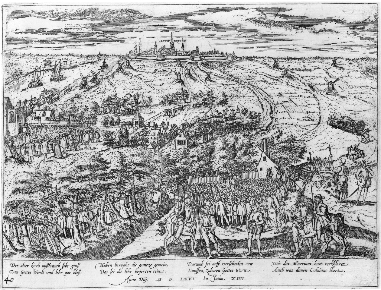 Protestanter mødes i det fri omkring Antwerpen, 1576 af Flemish School