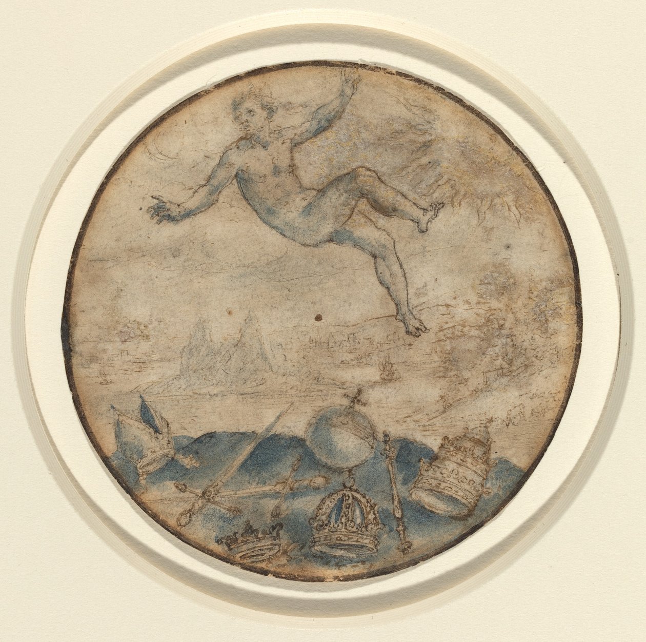 Mand falder ned fra himlen af Flemish 17th Century