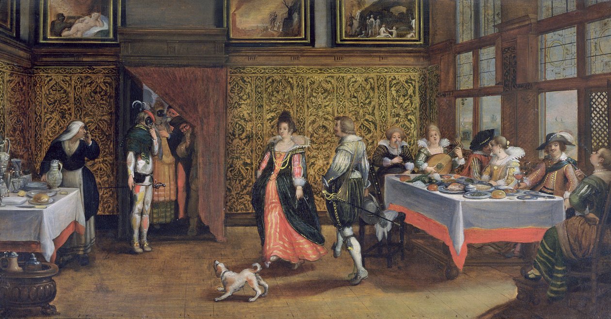 Maskerede gæster (se 254068) af Flemish School