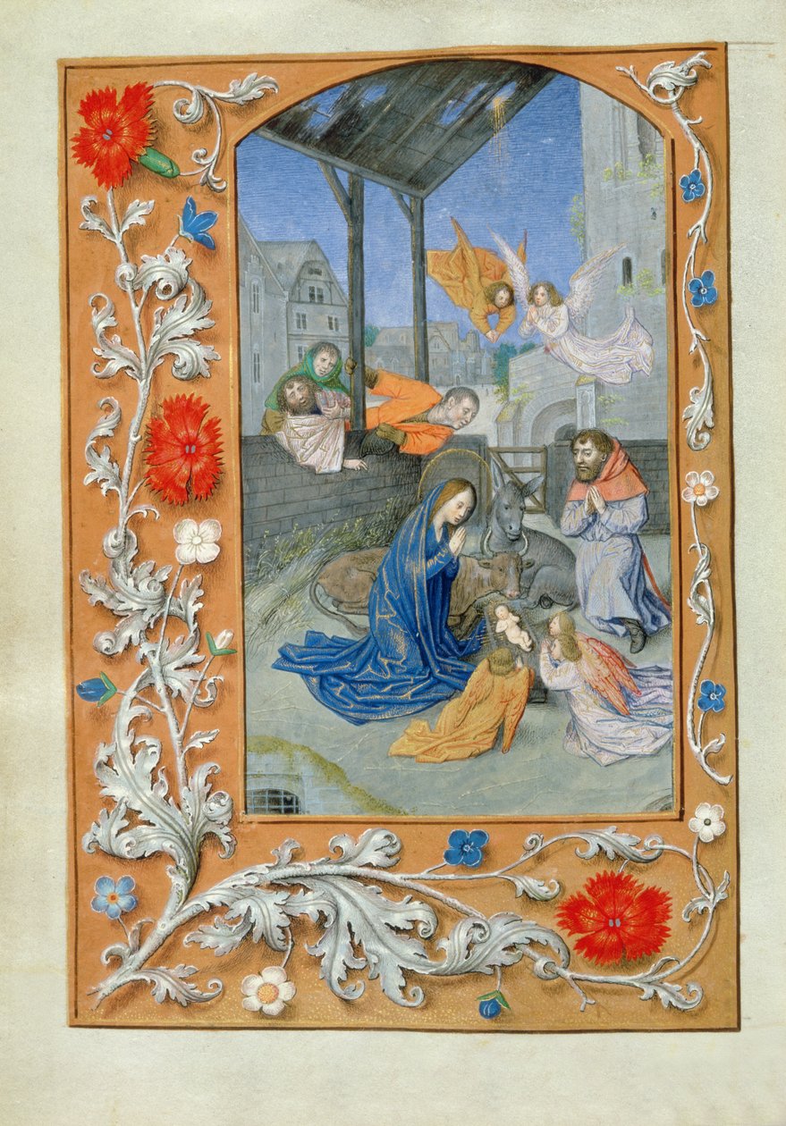Fødselen, ca. 1480 (pergament) af Flemish School