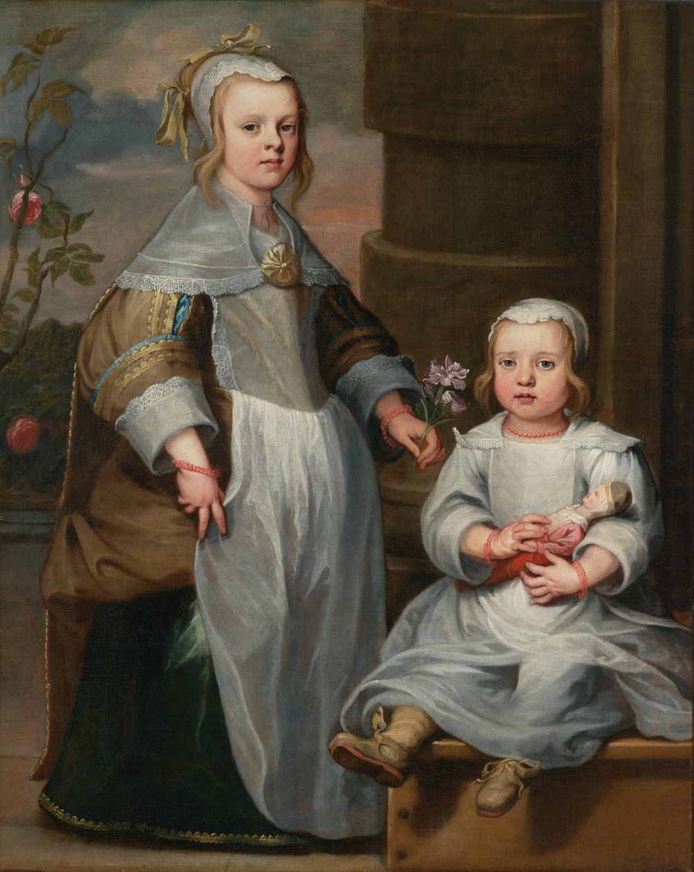 Two Sisters, ca. 1650-60 (olie på lærred) af Flemish School