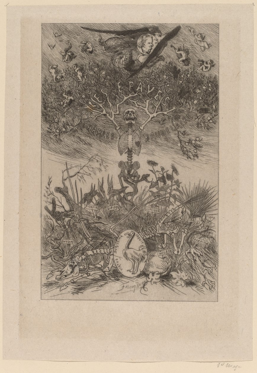 Frontispice: The Waifs Les Epaves, 1868. af Félicien Rops