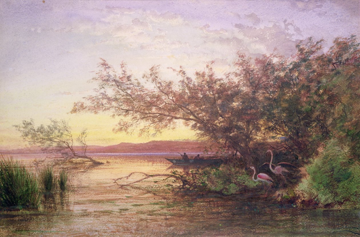 Solnedgang, Camargue af Félix Ziem