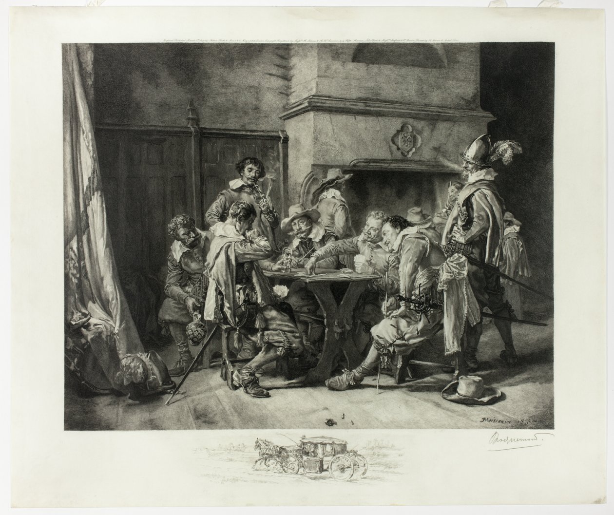 Partie perdue (soldaternes spillekort) af Félix Henri Bracquemond