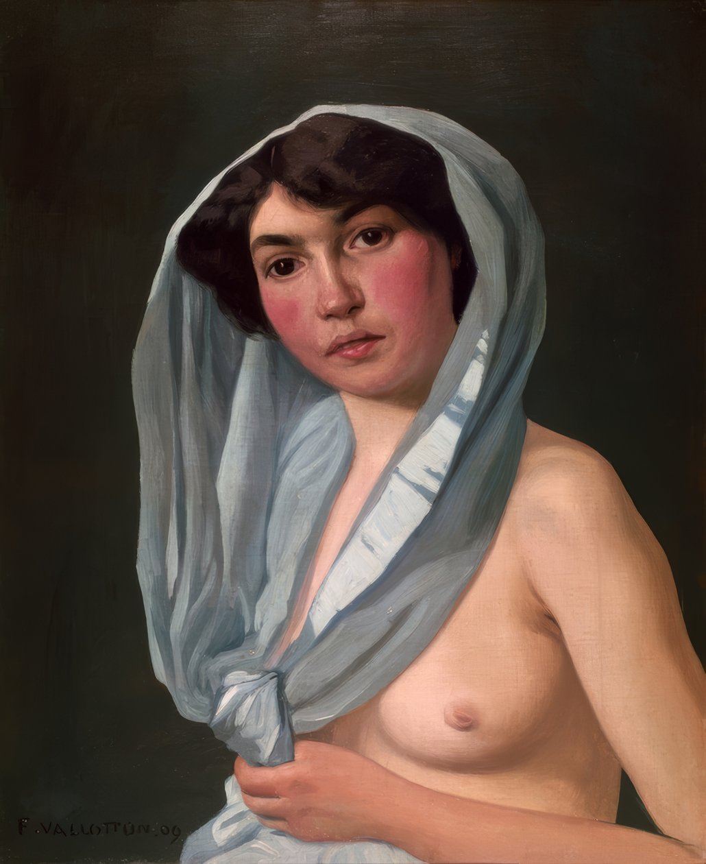 Kvinde med blåt tørklæde af Félix Vallotton