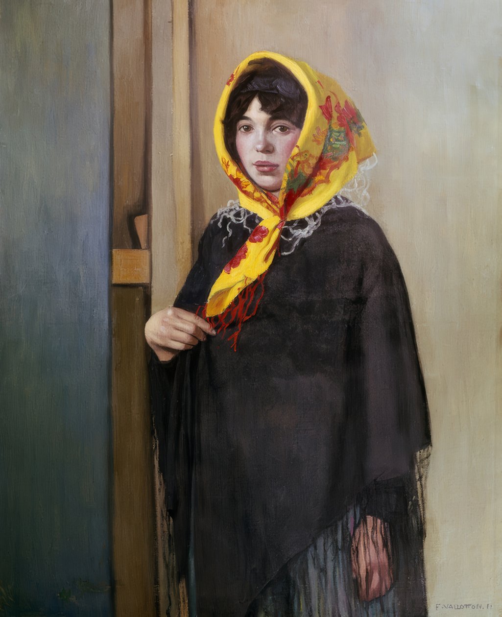 Ung kvinde med gult tørklæde af Félix Vallotton