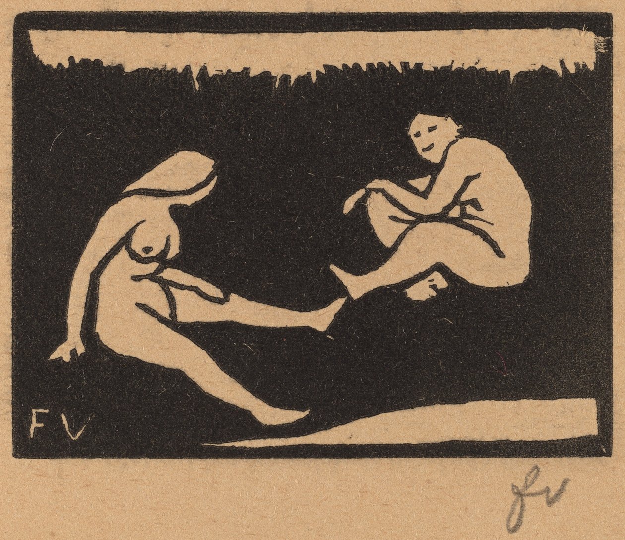 To siddende badende af Félix Vallotton