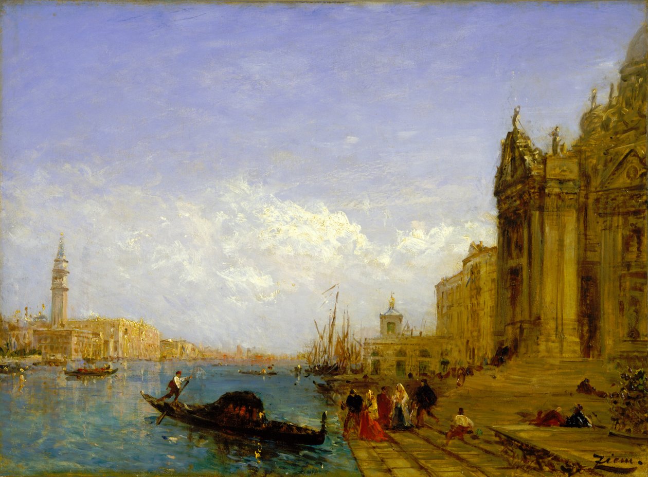 Venetiansk scene (olie på lærred) af Félix Ziem