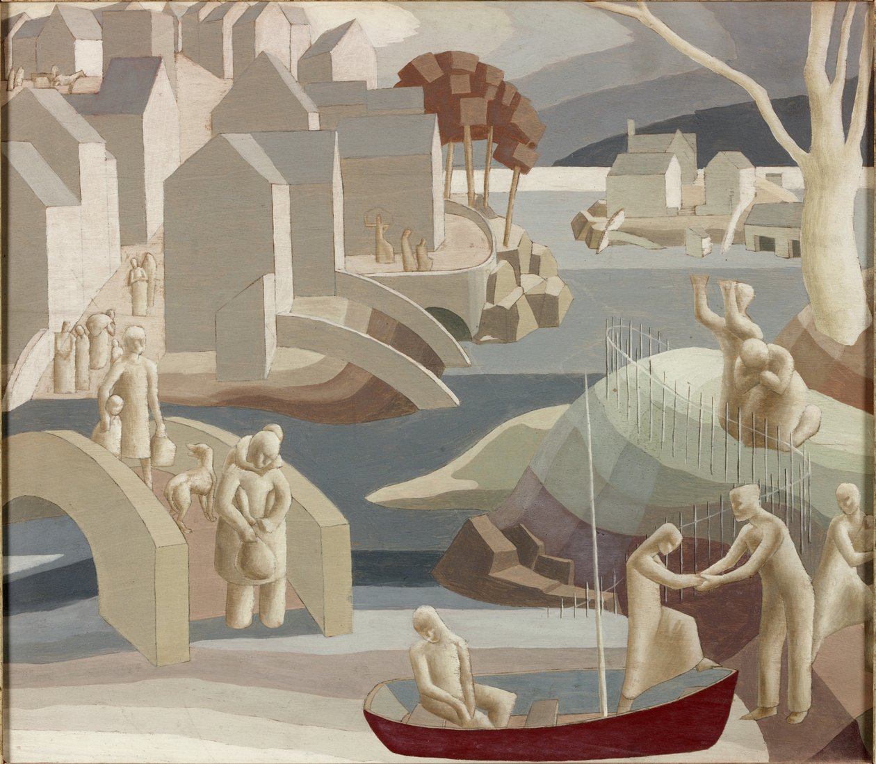 Oversvømmelsen, ca.1941 (olie og blyant på panel) af Flora A. P. Glover