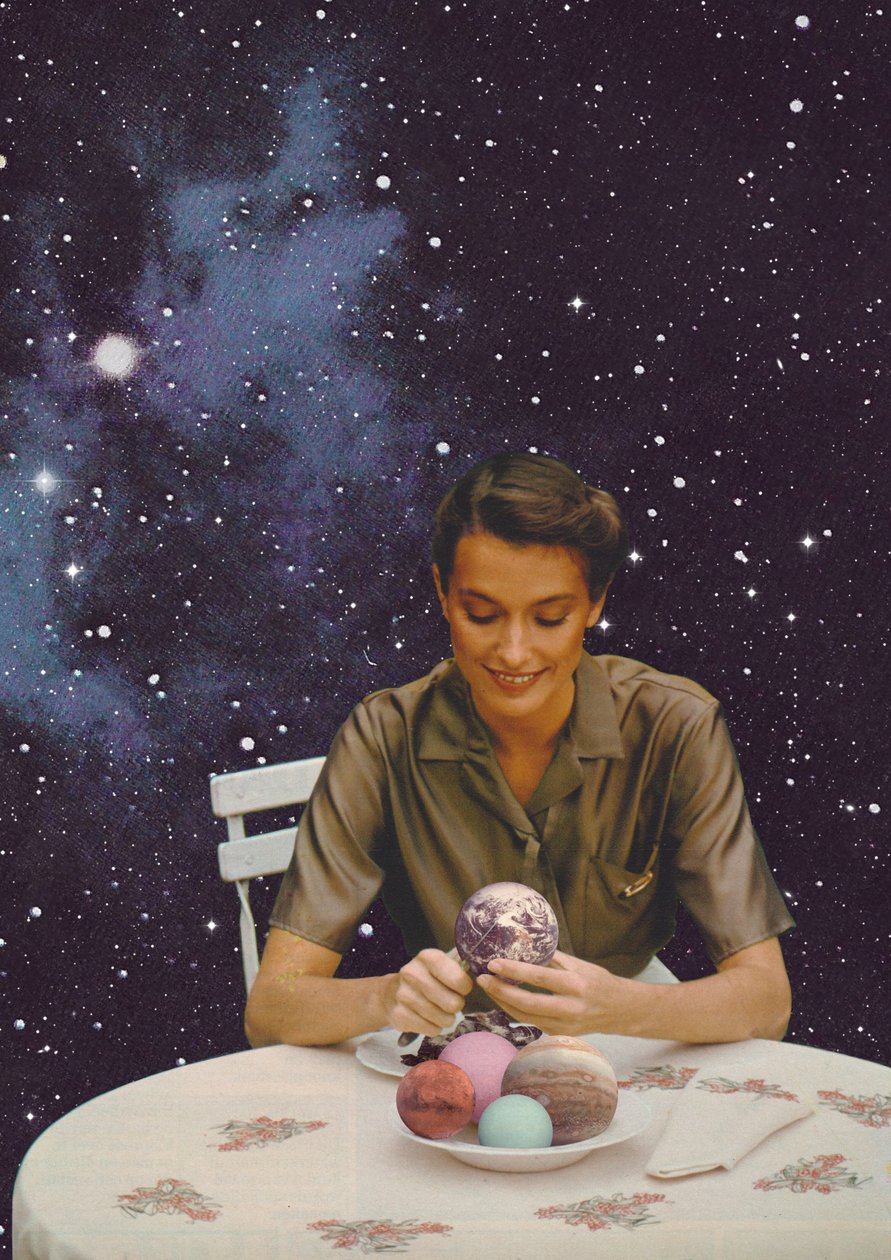 Woman Peeling the Earth, 2020 (collage) af Florent Bodart