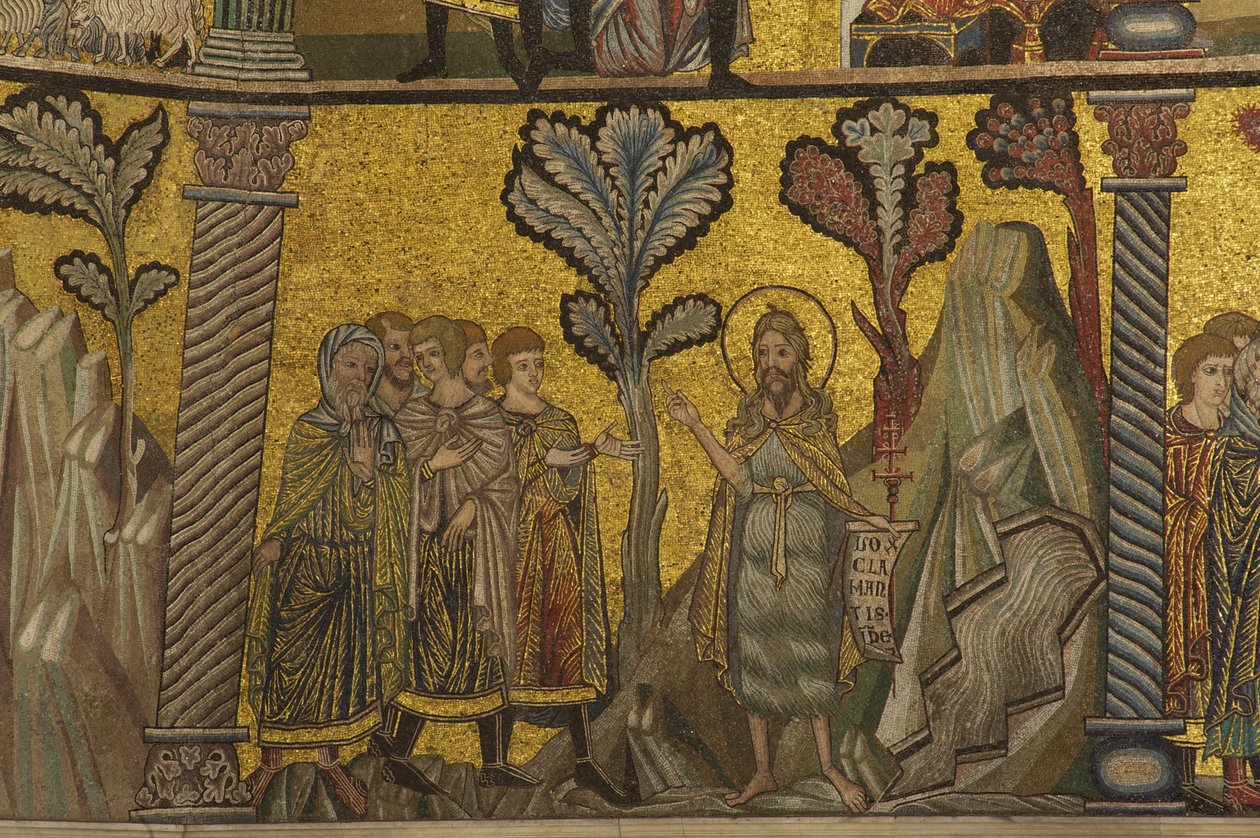 Baptisternes prædiken (mosaik) af Florentine School
