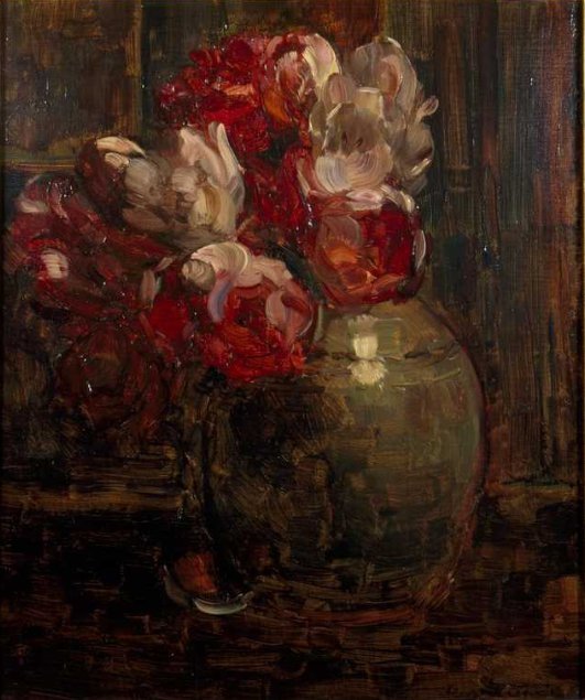 Ingefærglas med tulipaner af Floris Verster