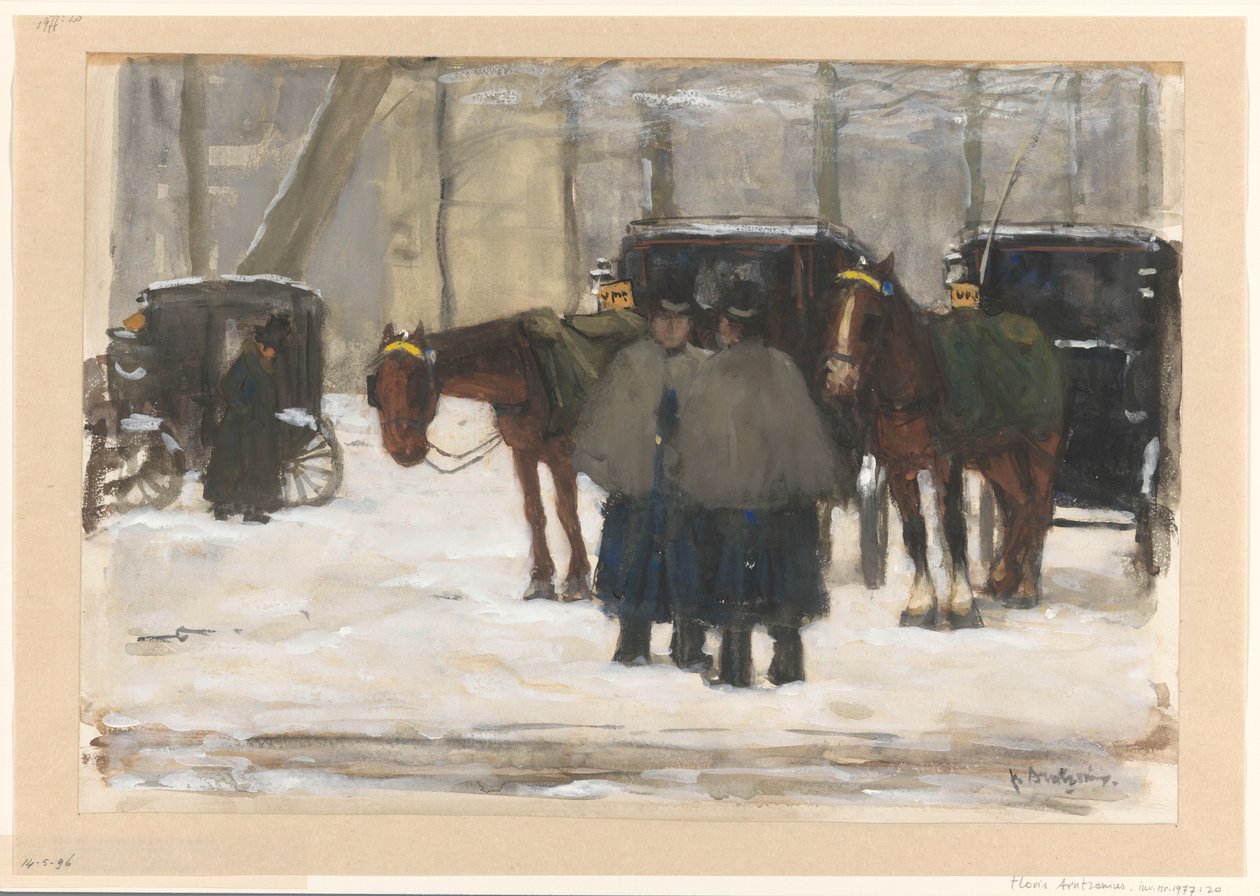 Vogne og kuske i sneen af Floris Arntzenius