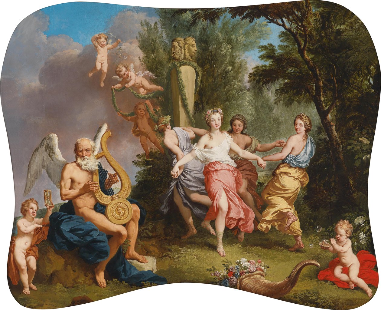 Dans til tidens musik af Follower of Laurent de La Hyre