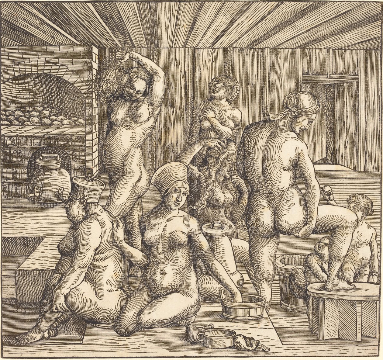 Tysk: Frauenbad Kvindebad af Follower of Albrecht Durer