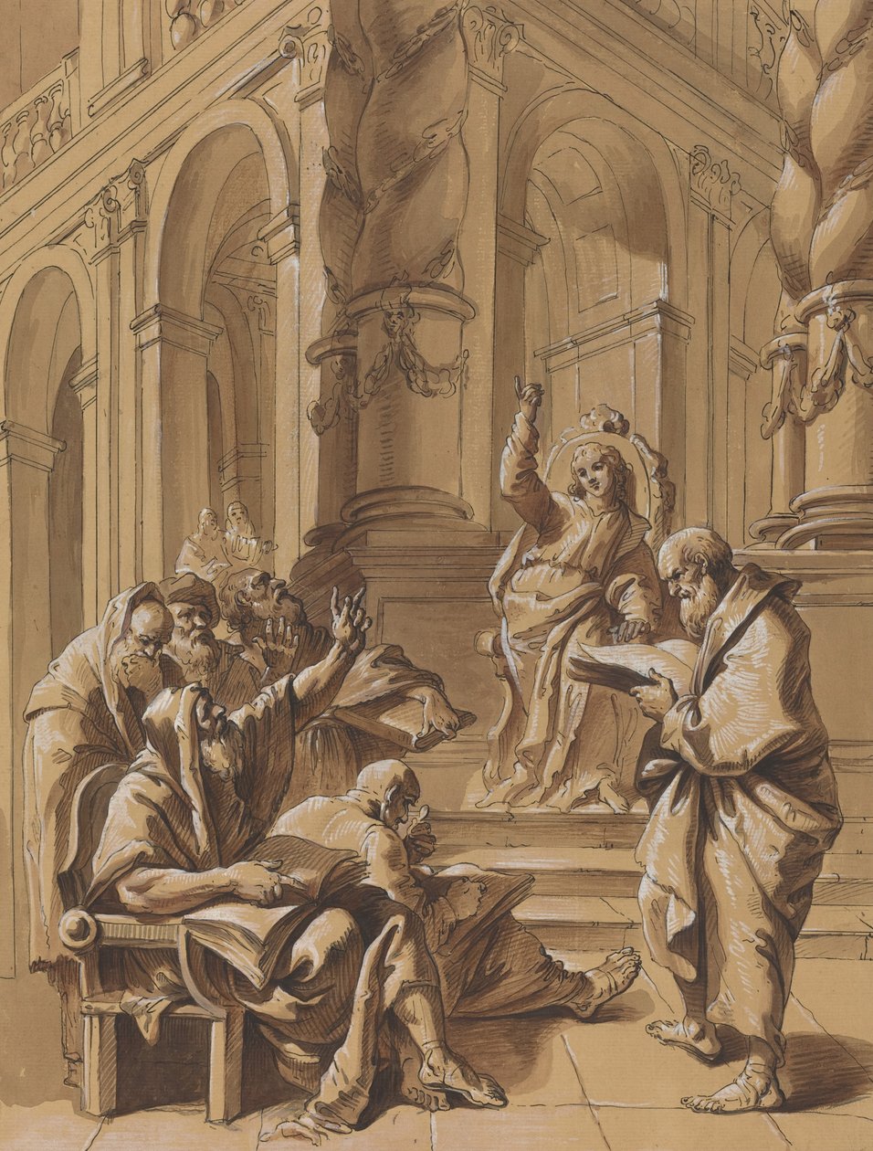 Kristus blandt lægerne af Follower of Francesco Fontebasso