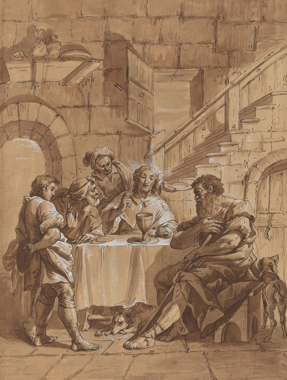 Aftensmad i Emmaus af Follower of Francesco Fontebasso