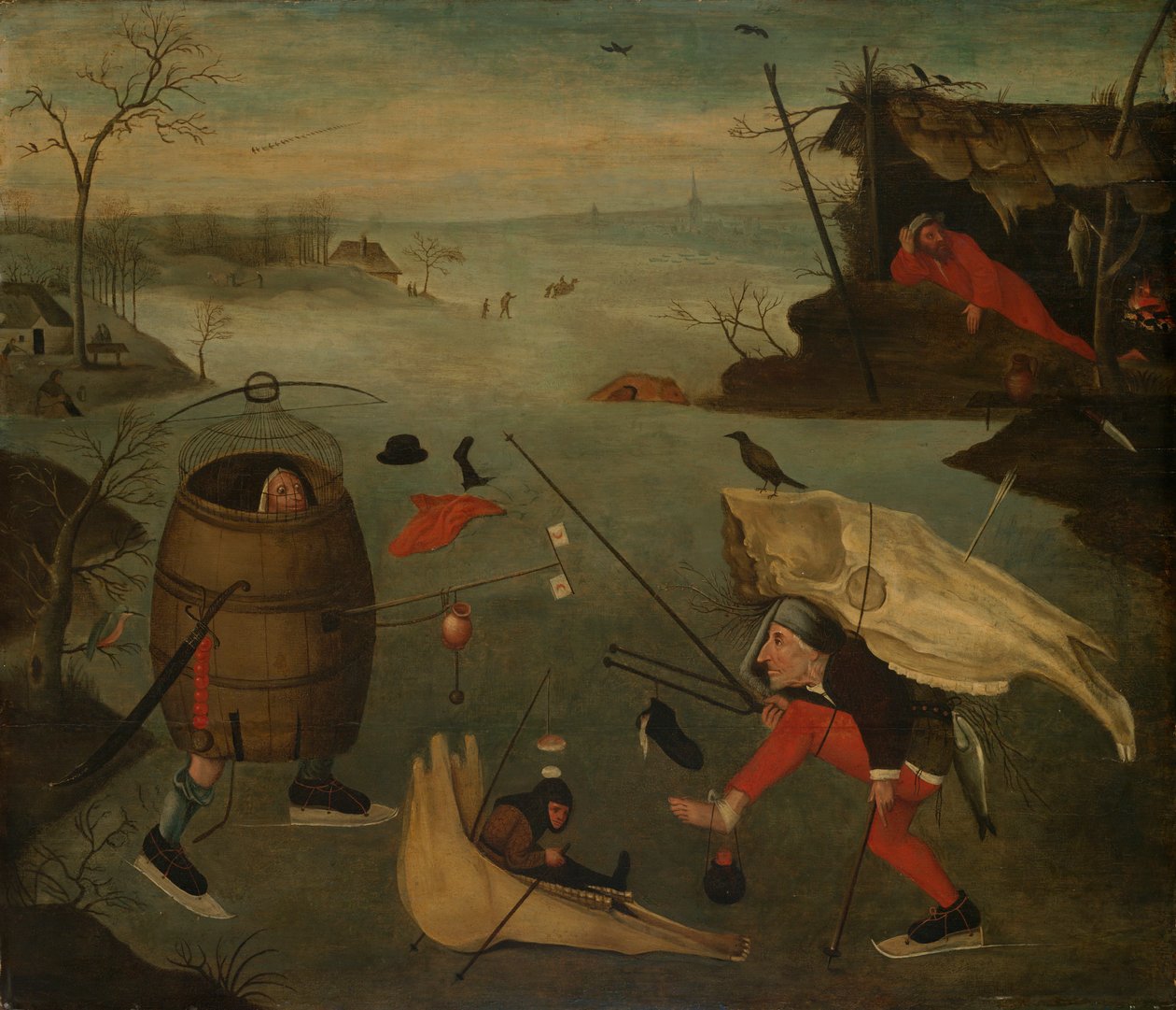 Grotesk duel på isen af Follower of Hieronymus Bosch