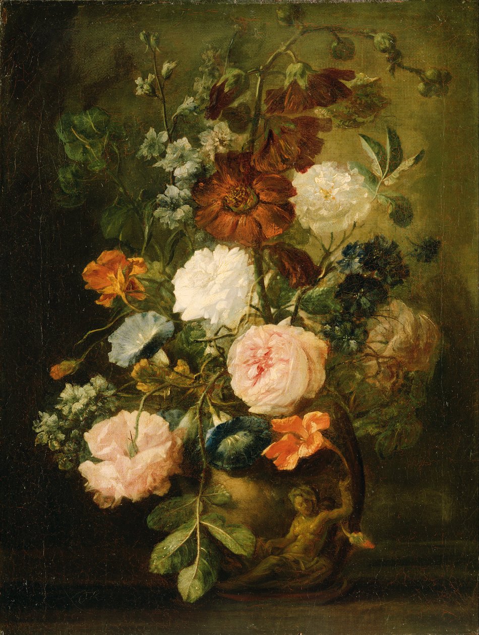 Vase med blomster af Follower of Jan van Huysum